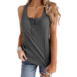 Women's Casual Solid Sleeveless Vest Tank Top Loose T-Shirt Blouse Tops Buttons
