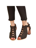 Women's Fashion Peep Toe Sandals Wear-Resisting Hollow Buckles Summer Shoes