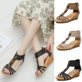 Ferndule Wedge Sandals for Women Open Toe Casual Summer Roman High Heel Beach Shoes