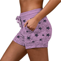 Women Yoga Shorts Elastic Waist Summer Beach Casual Drawstring Fitness Hot Pants