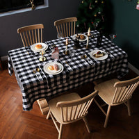 Cotton Linen Dining Table Cover Rectangle Plaid Tablecloth Picnic Table Cloth Cover Home Christmas Party Decor Tablecloth, Red/Black Plaid