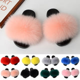 Kids Girls Slip On Faux Fur Slippers Open Toe Flat Indoor Casual Comfortable
