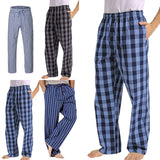 Mens Plaid Pants with Pockets Men Pajama Pants Drawstring Straight Leg Casual Pants
