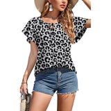 Capreze Women Boho Floral Shirt Tops Ladies Ruffle V Neck Basic Tee Tunic Blouse Summer Flowy T-Shirt Size S-2XL