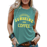 Lumento Women Sunshine and Coffee Tank Tops Casual Summer Graphic Shirt Sleeveless Graphic Tee Shirts