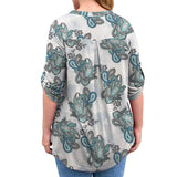 Women Floral Printed V Neck Long Sleeve T-Shirt Pullover Blouse Tops Tunic Tee