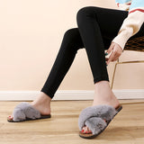 Womens Plush Soft House Slippers Non-Slip Slip on Open Toe Cozy Slides Shoes