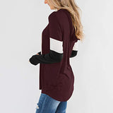 Women's Color Block Casual Loose Hooded Neck Long Sleeve Winter Pullover Hoodie