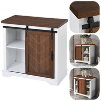 CUH Bathroom Storage Cabinet, Farmhouse Freestanding Accent Cabinet, Sliding Barn Door, Thick Top, Adjustable Shelf, Kitchen Buffet Entryway Table, Thick MDF Board