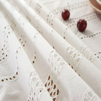 Hollow Cotton Table Cloth Cover Rectangle Square Tablecloth Kitchen Dining Decor