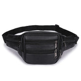 Unisex Cowhide Leather Fanny Pack Waist Bag Belt Pouch Travel Purse Multi-Pocket