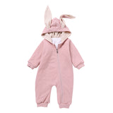 Kids Baby Unisex Solid Color Warm Hoodie Jumpsuit Romper Bodysuit Zipper Closure