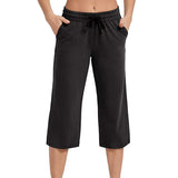 Womens Capris Pants Casual Elastic Waist Workout Jogger Cropped Pant Sweatpant