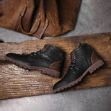 Men Plus Size Retro Style Lace Up Boots High Top Side Zipper Fall Winter Boots
