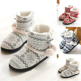 Women Knitted Warm Bootie Slippers Slip on Comfy Indoor Outdoor Plush House Shoes