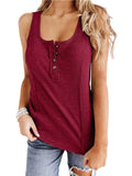 Women's Casual Solid Sleeveless Vest Tank Top Loose T-Shirt Blouse Tops Buttons