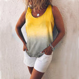 Plus Size Womens Loose Sleeveless T-shirt Ladies Gradient Summer Top Blouse