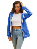 Women Long Sleeve Zipper Up Hooded Hoodie Sweater Coat Cardigan Outwear Overcoat