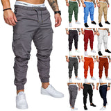 Mens Loose Sports Trousers Solid Color Pants Long Joggers Running Fit Sweatpants