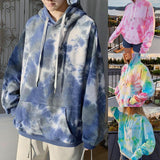 Women's Tie Dye Hoodie Long Sleeve Hooded Sport Gym Casual Loose Sweatshirt Tops