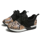 Women's Snake Pattern Breathable Sneakers Fashion Lace Up Casual Athletic Shoes