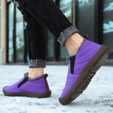 Adult Unisex Solid Color Fall Winter Warm Slip On Anti Slip Round Toe Flat Shoes