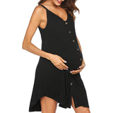 Lumento Pregnant Women Sleepshirt Sleeveless Nightgown Button Down V Neck Pajamas Dress