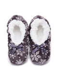 Women Snowflake Print Slip On Flat Cotton Slippers Sock Shoes Soft Round Toe Comfy House Shoes with Grips Sole