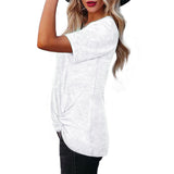 Womens Casual V Neck Short Sleeve Criss Cross T-Shirt Blouse Tops