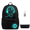 Spostyle Canvas School Backpack for Boys Girls College Anime Luminous Backpack 15.6 inch USB Lightweight Daypack Cartoon Bookbag Lunch Bag Pencil Case, Black/Gray