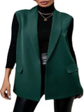 Frontwalk Casual Blazer Vest for Womens Sleeveless Suit Vest Spring Fall Cardigan Open Front Work Blazer Jacket Coat