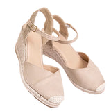 Womens Platform Espadrille Wedges High Heel Sandals with Ankle Strap Buckle Up Shoes