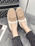 Bowknot Loafers for Women Winter Warm Moccasins Slippers Faux Fur Lined Casual Flat Shoes Indoor & Outdoor
