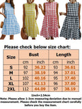 Women's Casual Ruffle Plaid Printed Midi Dress Sleeveless Swing Dress Sundress