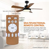CUH Rustic Ceiling Fan with Light 5 Blades, 44 Inch Quiet 6-Speed Bedroom Kitchen Fans with Handheld Remote and Timer Setting Function Summer Energy-saving Cooling Fan