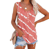 Sleeveless Stripe Tank for Women Summer Casual U Neck Loose Blouse Shirts Vest