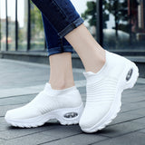 Women's Sock Sneakers Mesh Air Cushion Platform Walking Slip on Shoes Size 4.5-10