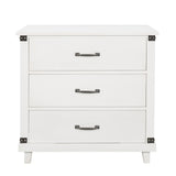 Gplesas Office Modern Bedside Furniture With 3 Drawer White Cabinet Stable Legs Sturdy Nightstand Ample Space Hallway Bedroom