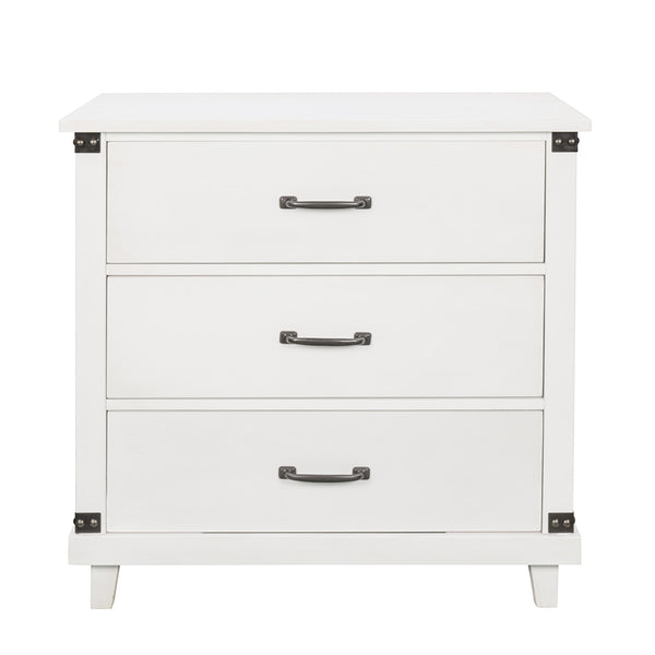 Gplesas Office Modern Bedside Furniture With 3 Drawer White Cabinet Stable Legs Sturdy Nightstand Ample Space Hallway Bedroom