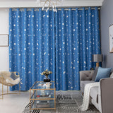 Stars Moon Bronzing Print Shade Thermal Curtain Eyelet Top Curtains Window Drape