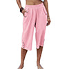 Women Yoga Capris Pants Button Straight Leg Loose Comfy Lounge Pants