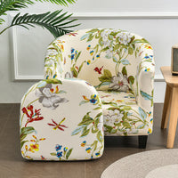 2-Piec Tub Club Slipcover, Modern Non Slip Stretch Round Barrel Chair with Cushion Couch Sofa Cover Protector for Bar Cafe Kids Living Room