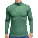 Men's Solid Color High Collar Knitted Sweater Jumper Casual Pullover Tops Blouse