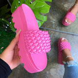 Women's Braided Platform Slippers Slides Sandals Mules Summer Beach Casual Shoes