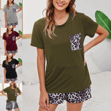 Pajamas Set for Women Short Sleeve Tops with Shorts Plus Size Loungewear Sleepwear 2 Piece Lounge Short Set