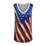 Women Sleeveless Tank Tops USA Flag Print Blouse Shirt Casual 4th of July Patriotic V Neck T Shirt