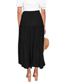 Maxi Skirts for Women Pleated Loose Plain Long Skirts High Waist Boho Summer Beach Skirt