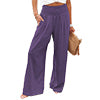 Womens Loose Fit Casual Pants Elastic Waist Yoga Summer Beach Pants with Pockets