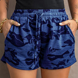 Womens Comfy Drawstring Shorts Summer Casual Elastic Waist Camo Print Shorts