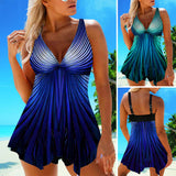 XS-XL Women V Neck Swim Dress Tummy Control Swimsuit Floral Printed Swimdress Swimwear Beachwear Bathing Suits